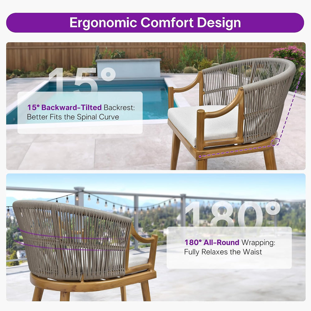 PURPLE LEAF Outdoor Dining Set for 10 Modern Furniture Set w/Cushions, Teak