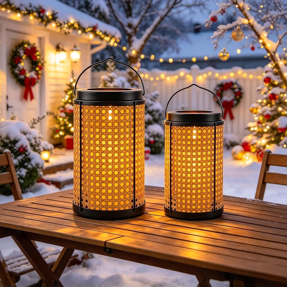 Decorative Candle Lanterns Farmhouse Table Decor 2PS Waterproof Handcrafted