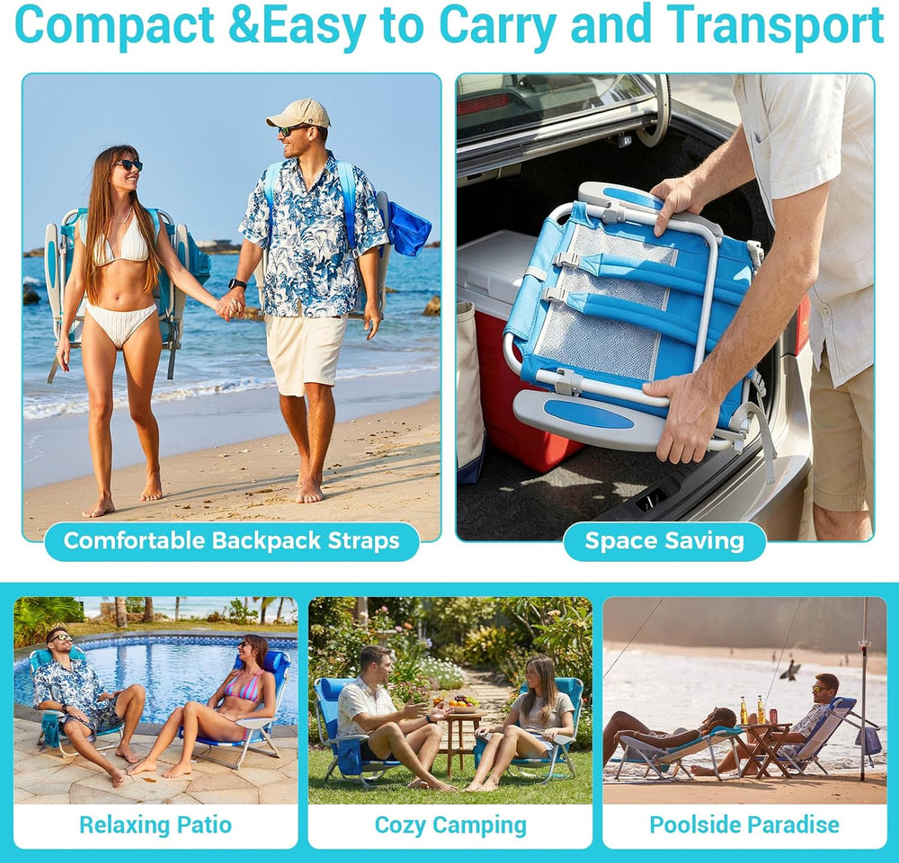 #WEJOY Beach Chairs for Adults,Reclining Adjustable 4 Position for Outdoor