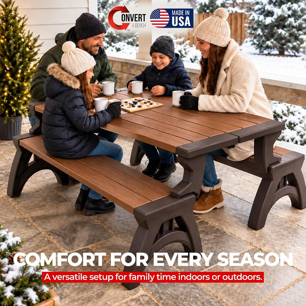Convert-a-Bench 2-in-1 Outdoor Bench & Folding Picnic Table, Convertible