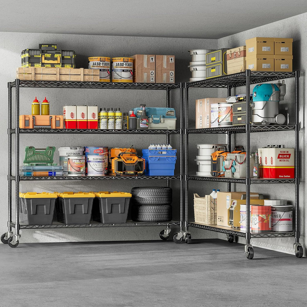 48" W Storage Shelves 1500LBS Metal Shelving Unit with Wheels, Adjustabl...