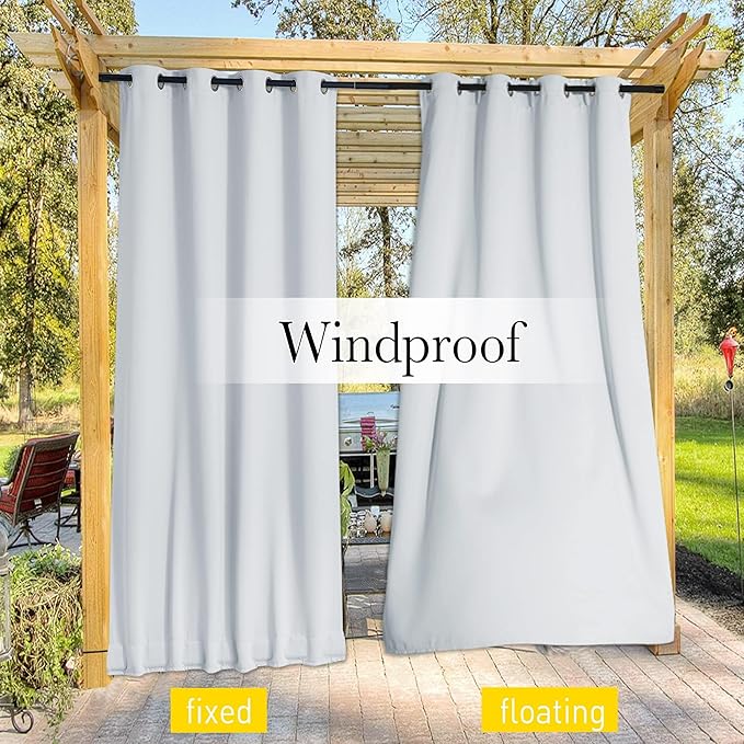 NICETOWN 2 Panels Weighted Blackout Curtains for Patio Waterproof, Top & ...