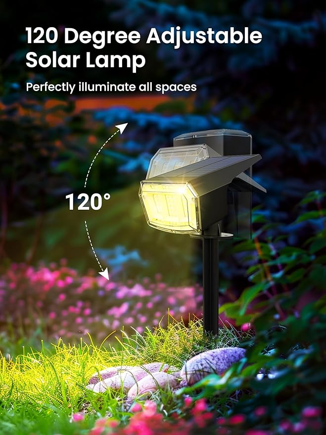 Solar Spot Lights Outdoor, 9 Lighting Modes RGB, Solar Lights Outdoor Waterpr...