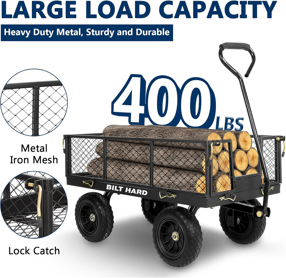 BILT HARD 10" Flat Free Tires Heavy Duty Garden Cart with 180° Rotating ...