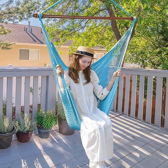 Upgraded Caribbean Hammock Chair with Detachable Metal Bar, Large Hammock Swi...