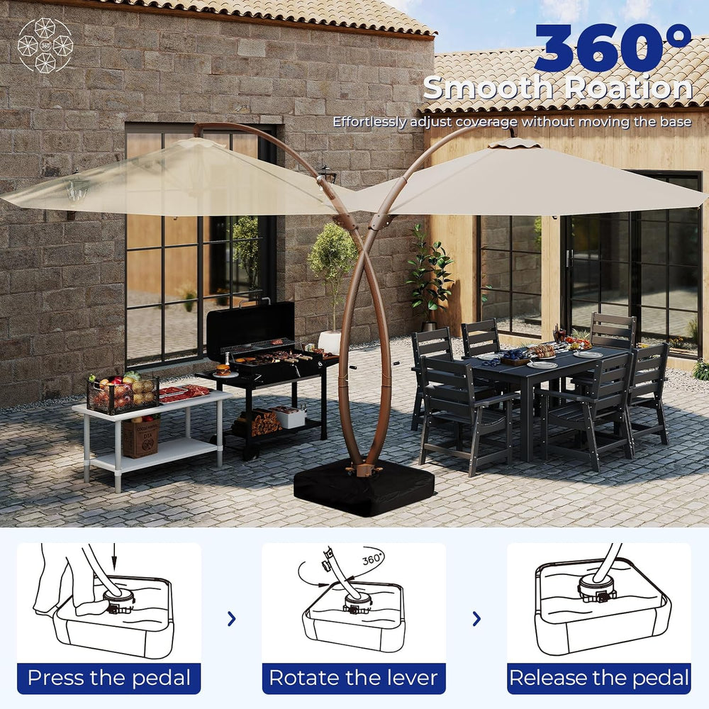 11FT-Cantilever-Patio-Umbrella-with-Base-Included | 360° Rotation & Tilti...