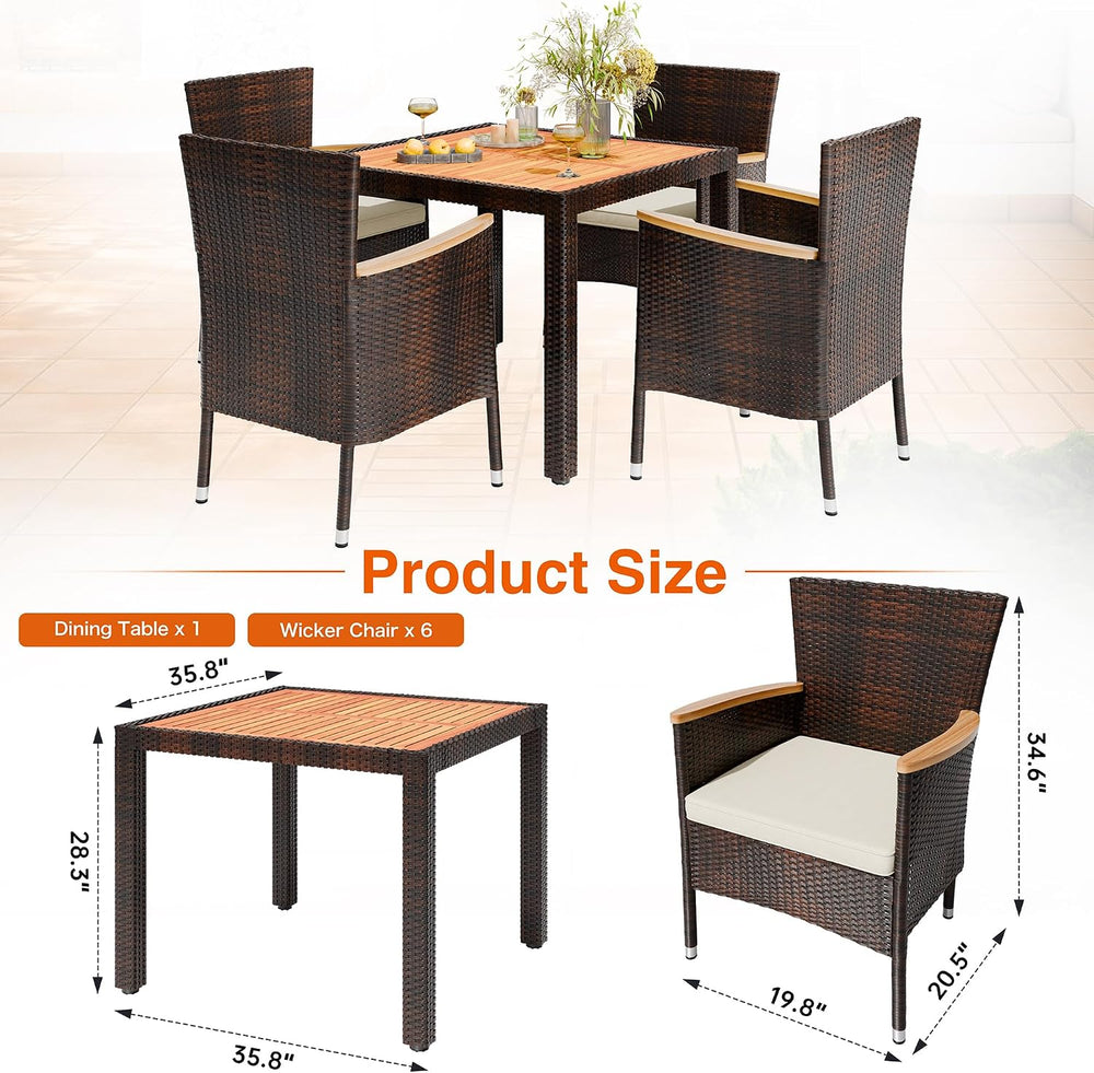 Shintenchi 5 PCS Patio Dining Set, Wicker Outdoor Table and Chairs with Soft ...