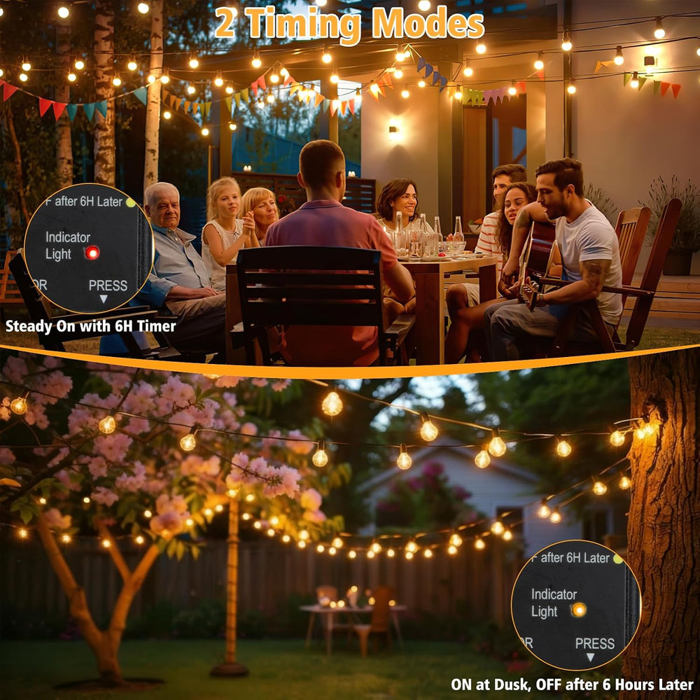 G40 LED Outdoor String Lights, 100FT LED Patio Lights with Light Sensor Timer...