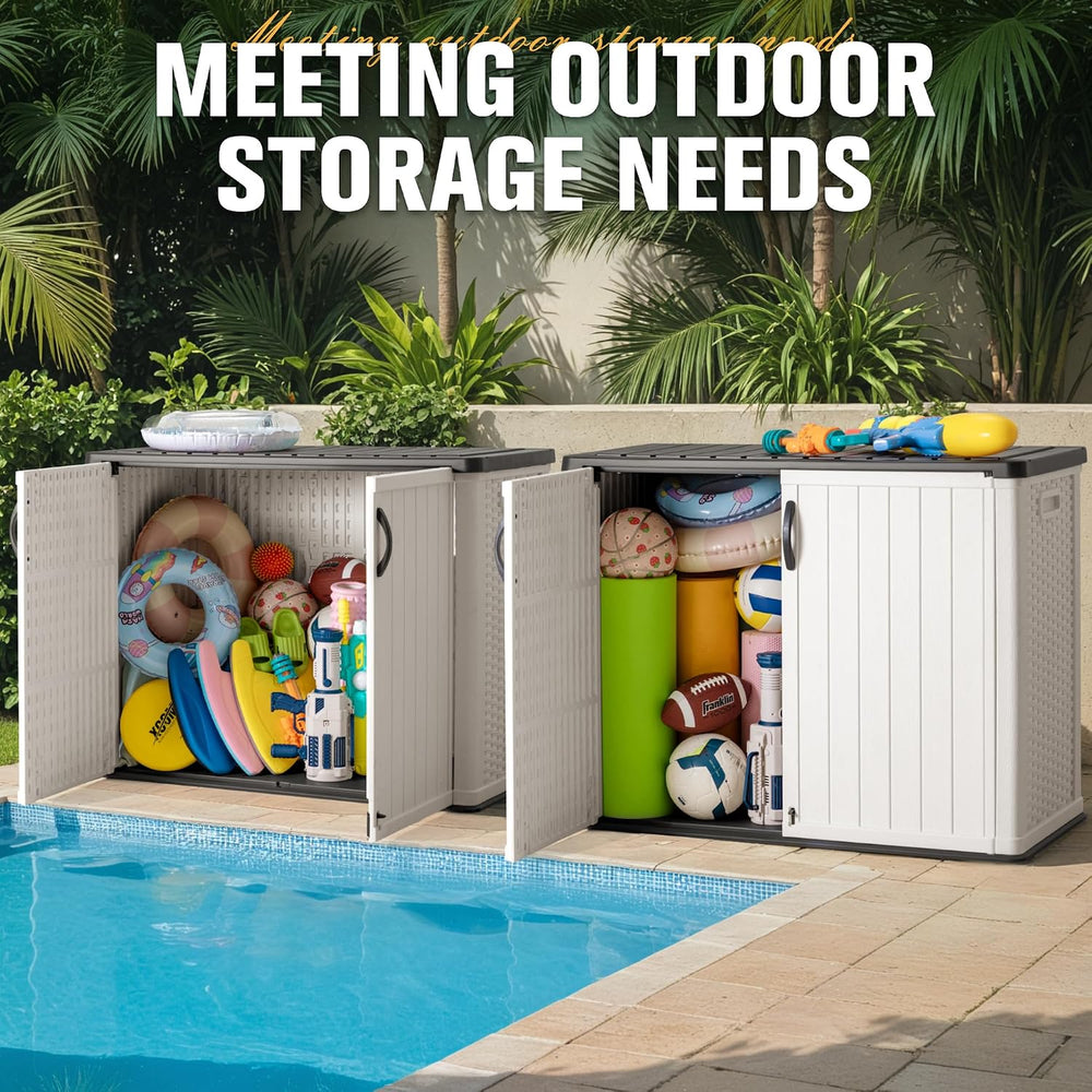 Greesum 26 CUFT Outdoor Storage Cabinet with 2 Lockable Doors, White