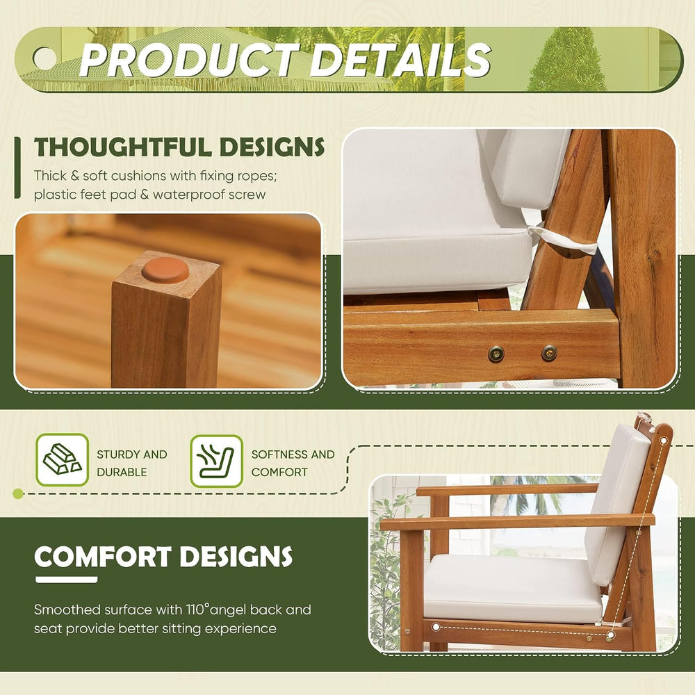 Flamaker Outdoor Patio Furniture Set 4-Piece Acacia Wood Patio Set, Natural