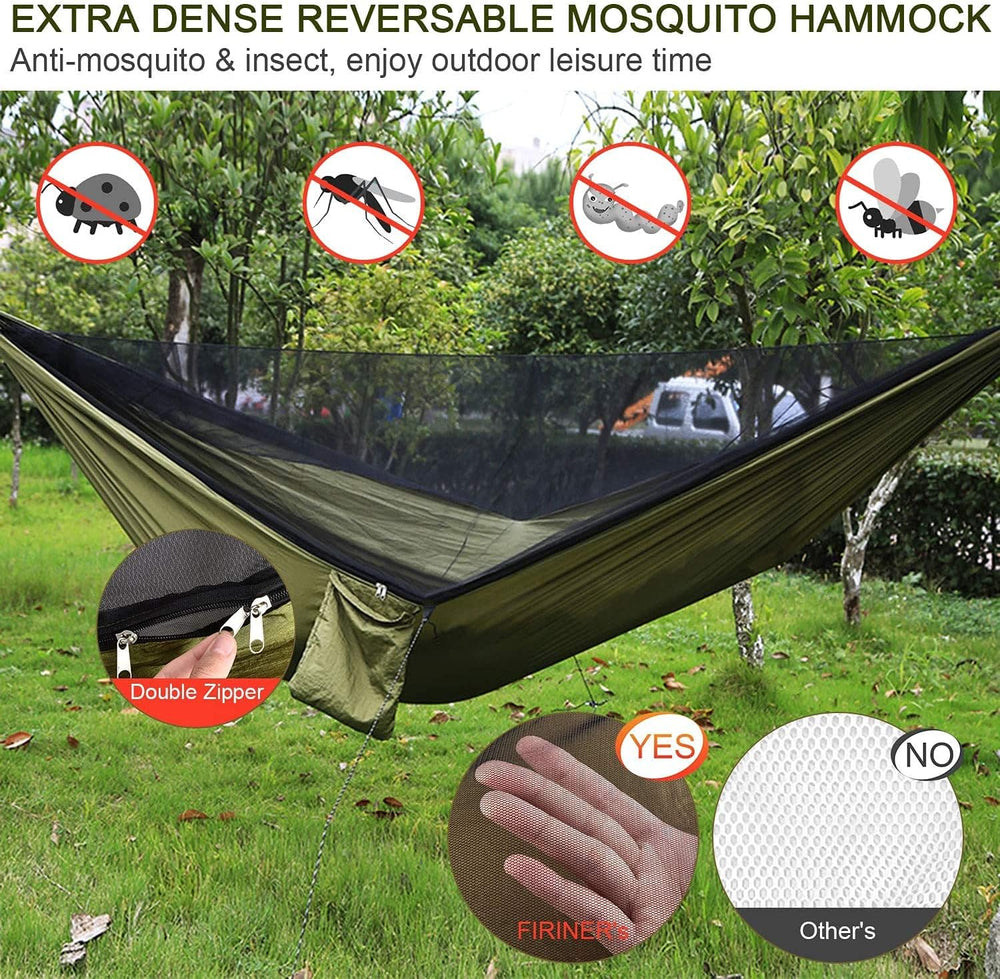 Camping Hammock with Rain Fly Tarp and Mosquito Net Tent Tree Straps, Portabl...