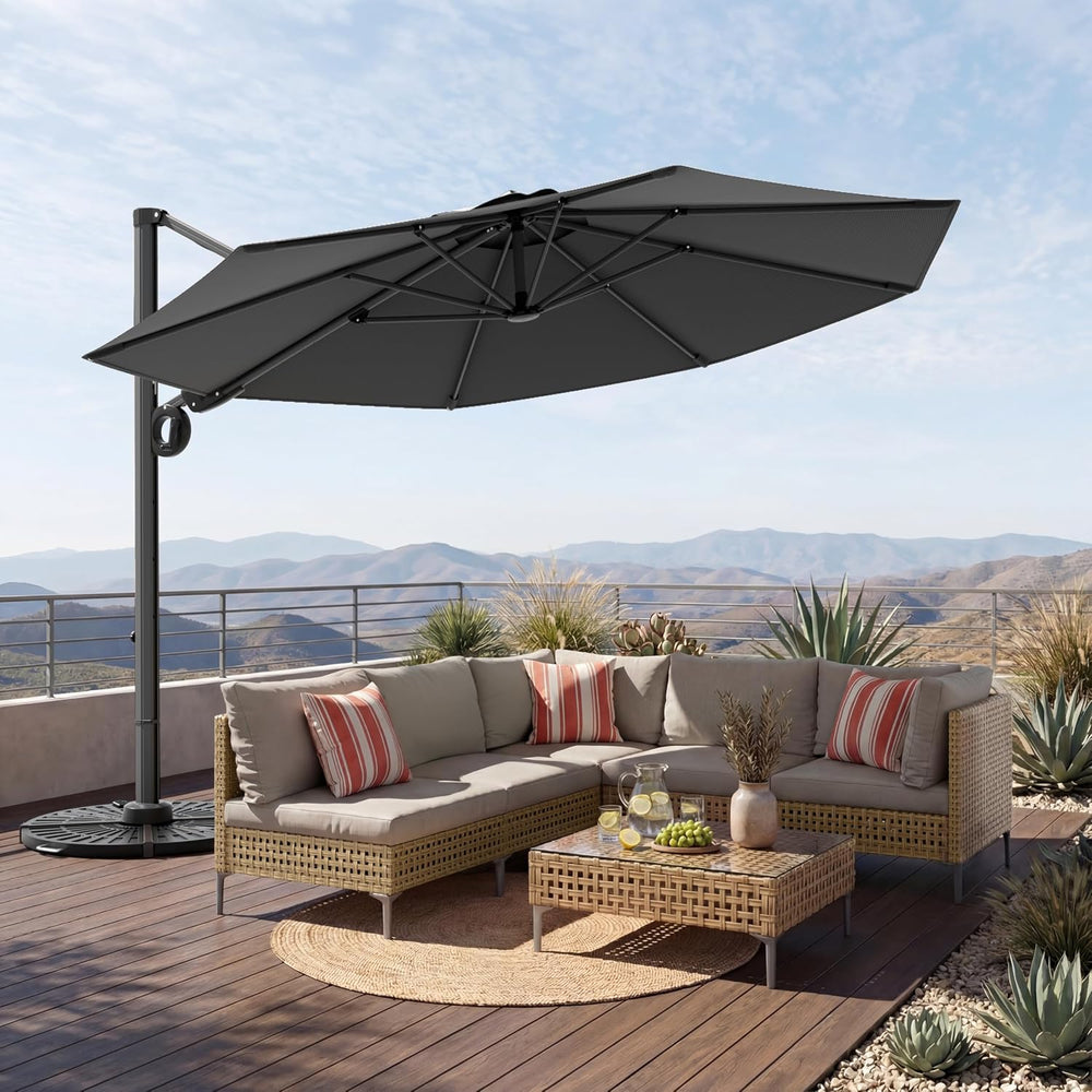 Grand patio 12 FT Patio Umbrella, Outdoor Large Round Cantilever Umbrella wit...