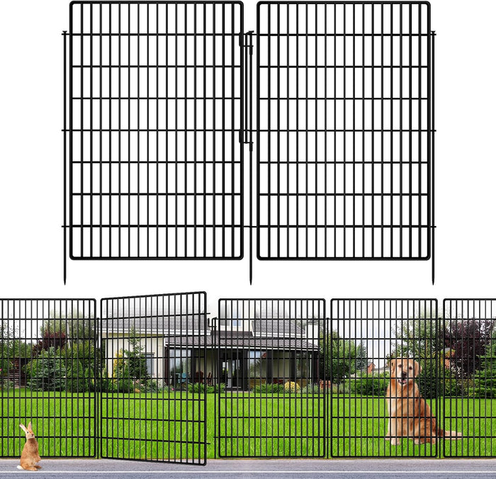 10 Panels Garden Fencing Animal Barrier with Lock, 40 in(H) X 24 ft(L) Dog Fence Outdoor for Yard Rustproof No Dig Decorative Tall Garden Fence Metal Wire Panel Border Rabbit Ground Stakes Fencing