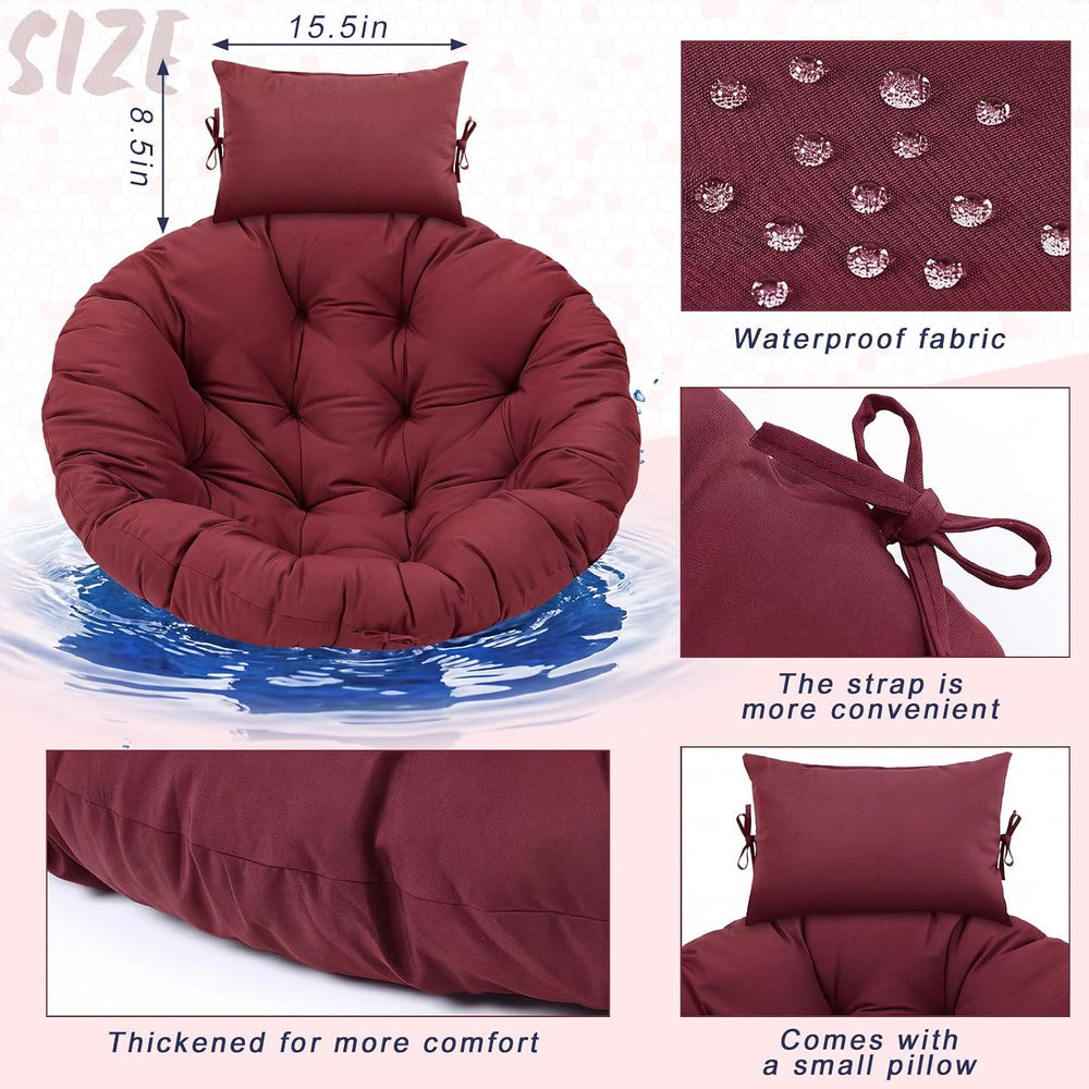 Tudomro Brick Red 45x45" Egg Chair Waterproof Cushions Basket Replacement