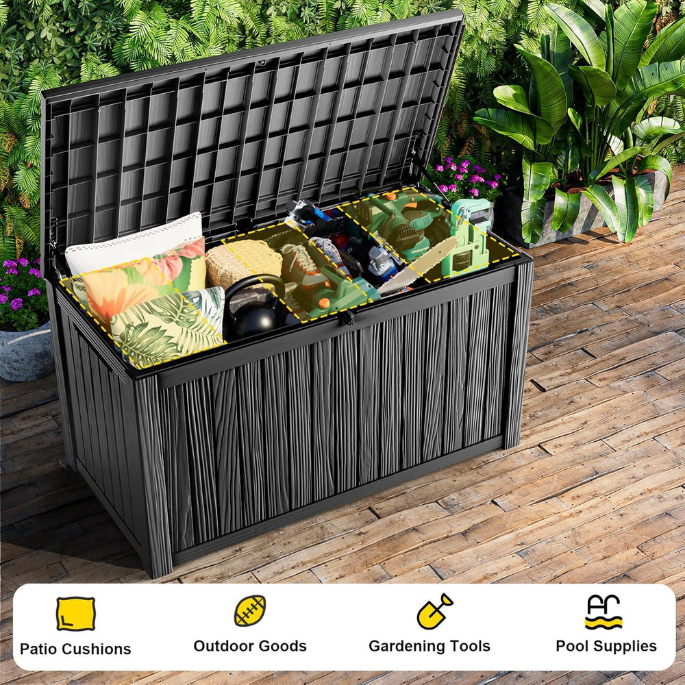 260 Gallon Large Outdoor Storage Box, Black