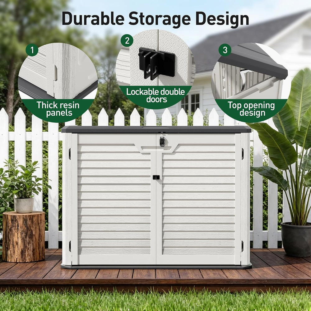 31 Cu.Ft Outdoor Storage, Lockable Vertical Resin Outdoor Storage Cabinet wit...