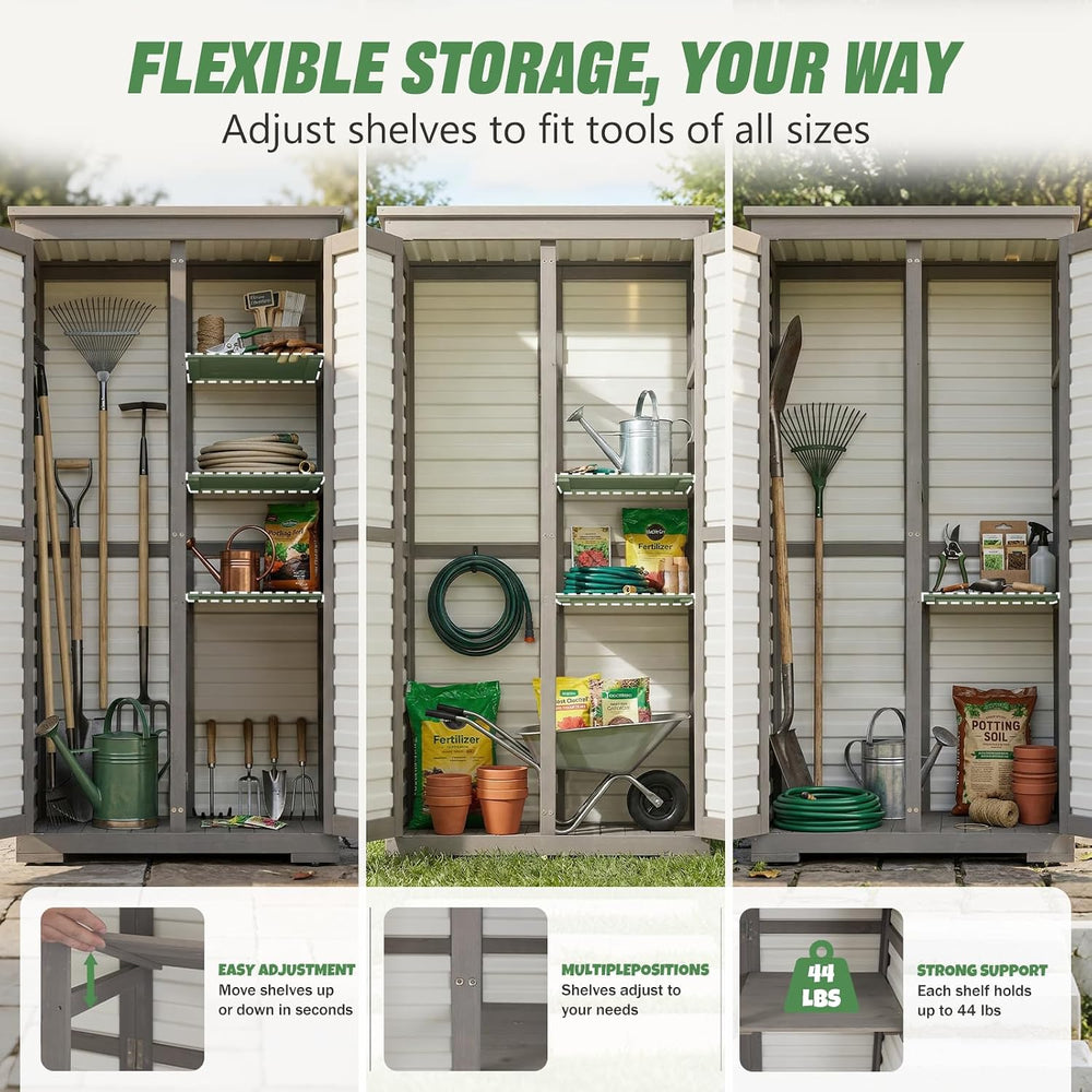 Outdoor Storage Cabinet – Store More in Less Space, Tall Vertical Garden Tool...
