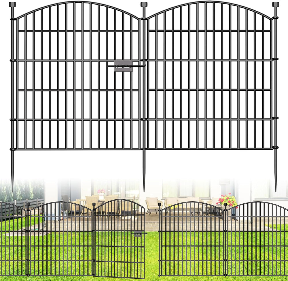 10 Panel No Dig Decorative Garden Fence with Gate 32"H x 23.6'L Dog ...