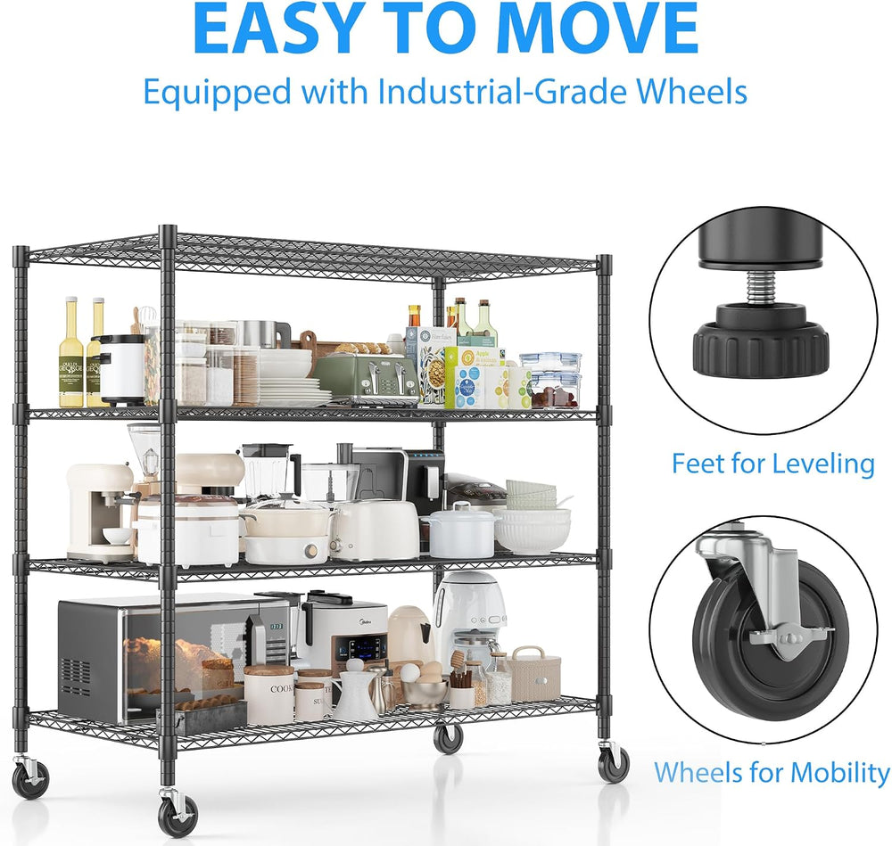 Homdox Heavy Duty Metal Shelves for Storage, 4 Tier Storage Racks and Shelvin...