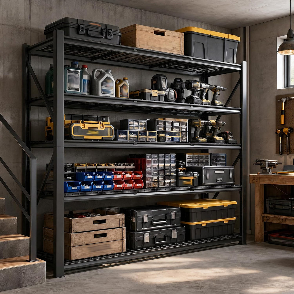 REIBII 60.1" W Heavy Duty Garage Shelving,3050LBS Metal Shelving for Shop