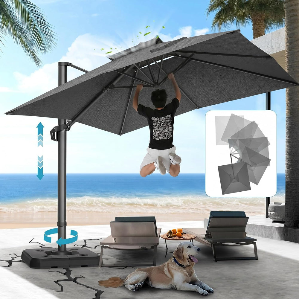 HOTEEL 10x10ft Patio Umbrella Cantilever Umbrella Double Top - Upgrade and In...