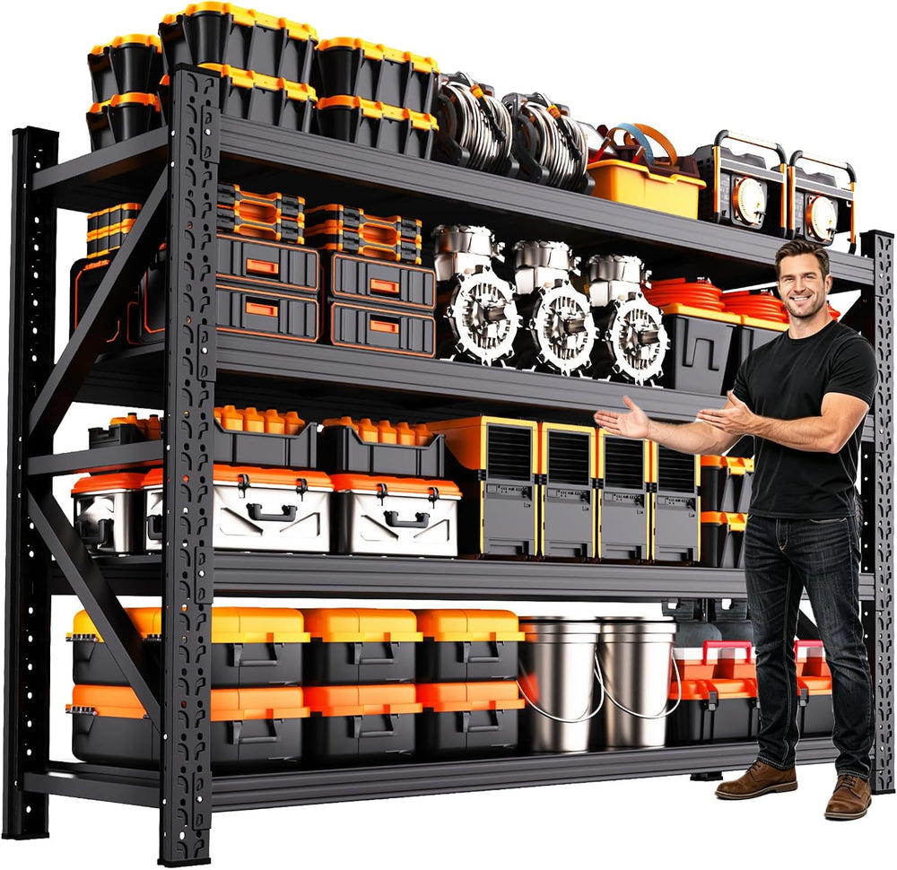 79" W Garage Shelving Heavy Duty Metal Storage Shelves, 4-Tier Garage St...