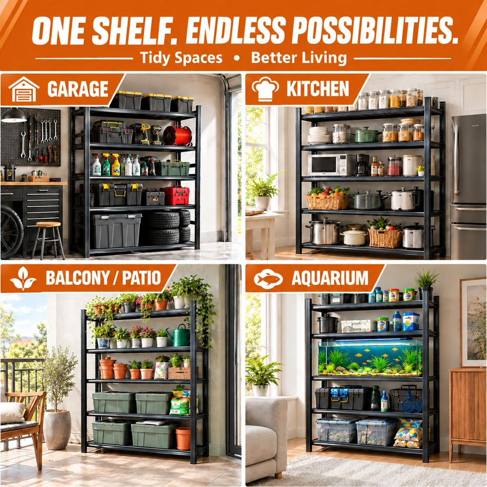 Garage Shelving 72"H x 40"W x 18"D Heavy Duty Storage Shelves ...
