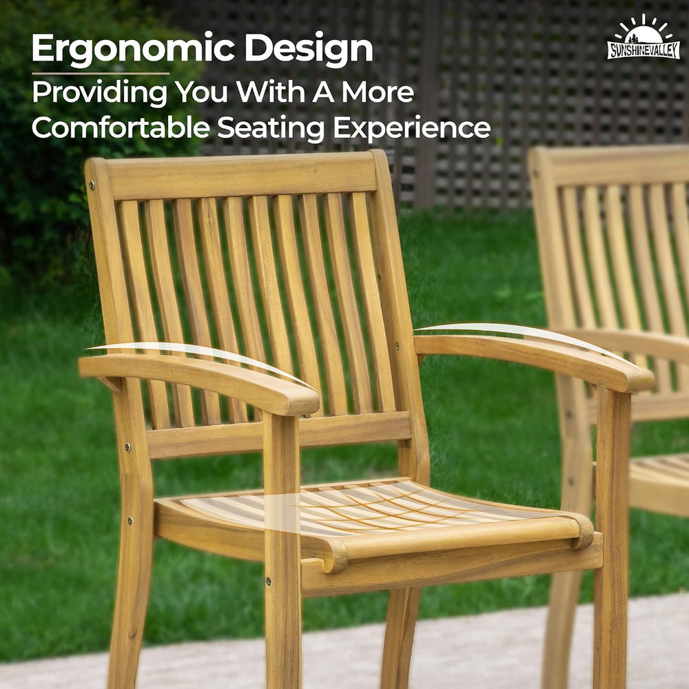 Acacia Wood Patio Dining Set for 8, Expandable Table