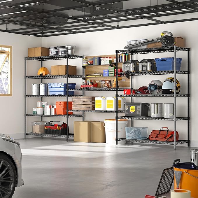 5 Tier Storage Shelves 71"H Wire Shelving Adjustable Metal Shelving,1000...