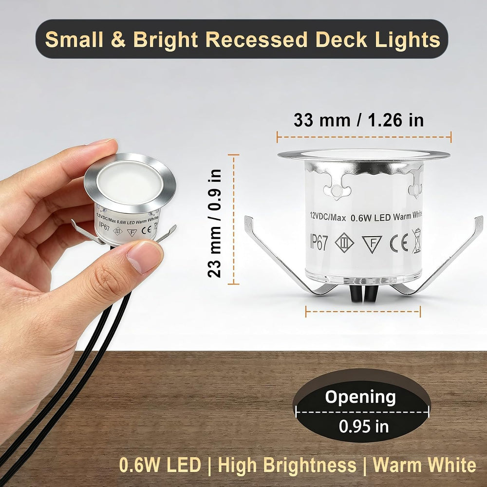 LED Deck Lights with Timer & Photocell, 36 Pack IP67 Waterproof Kit