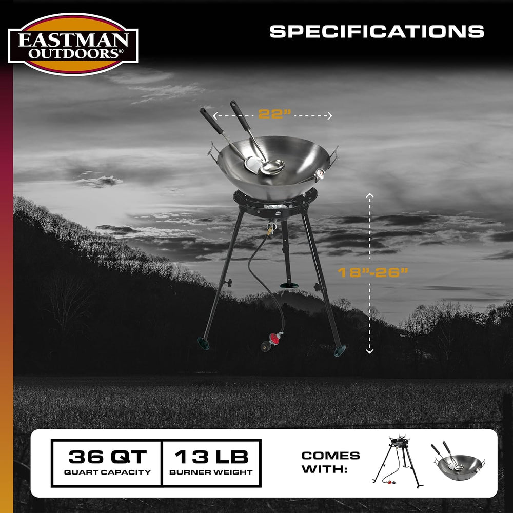 Eastman Outdoors 37212 Outdoor Gourmet 22 Inch Carbon Steel Wok Kit,Black &am...