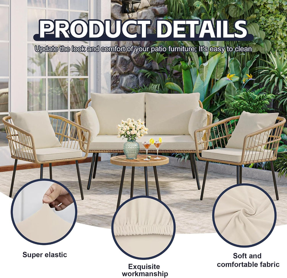 8Pcs Patio Cushion Covers, outdoor stretch cushion covers, Washable
