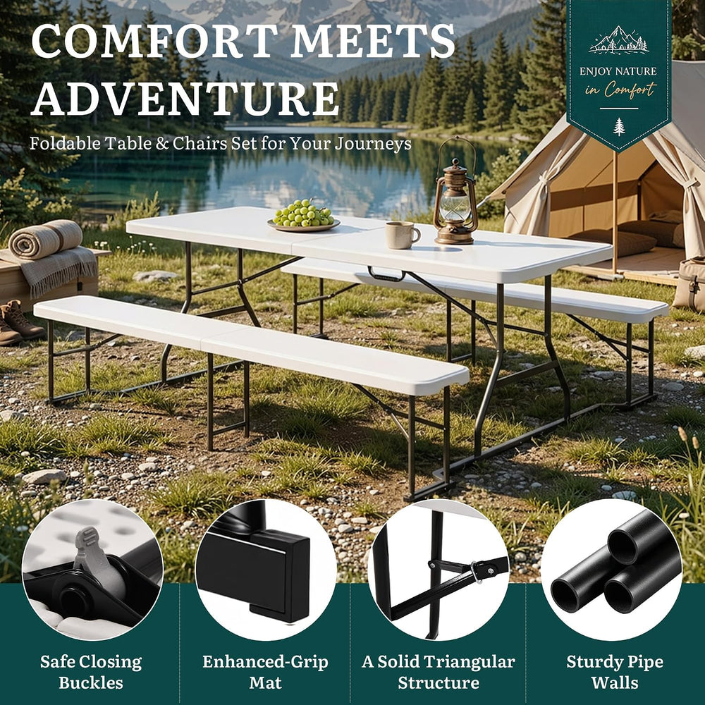 YITAHOME 6ft Folding Picnic Table with Benches