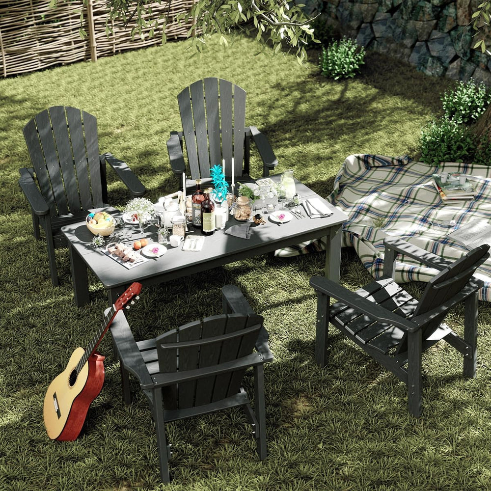 Stackable Adirondack set, 4 Chair with Table, Patio set, Grey