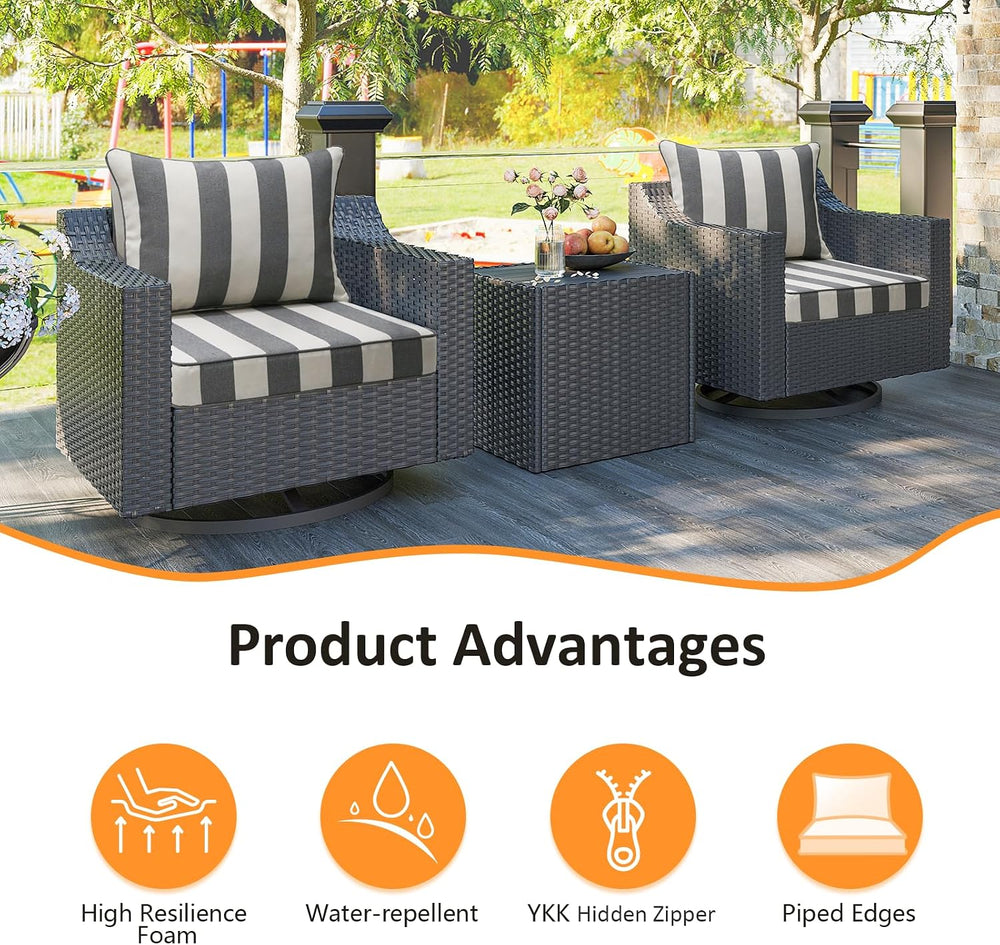 Unimatta Outdoor Patio Chair Cushions Set, 24" x 24", Set of 2, Wat...