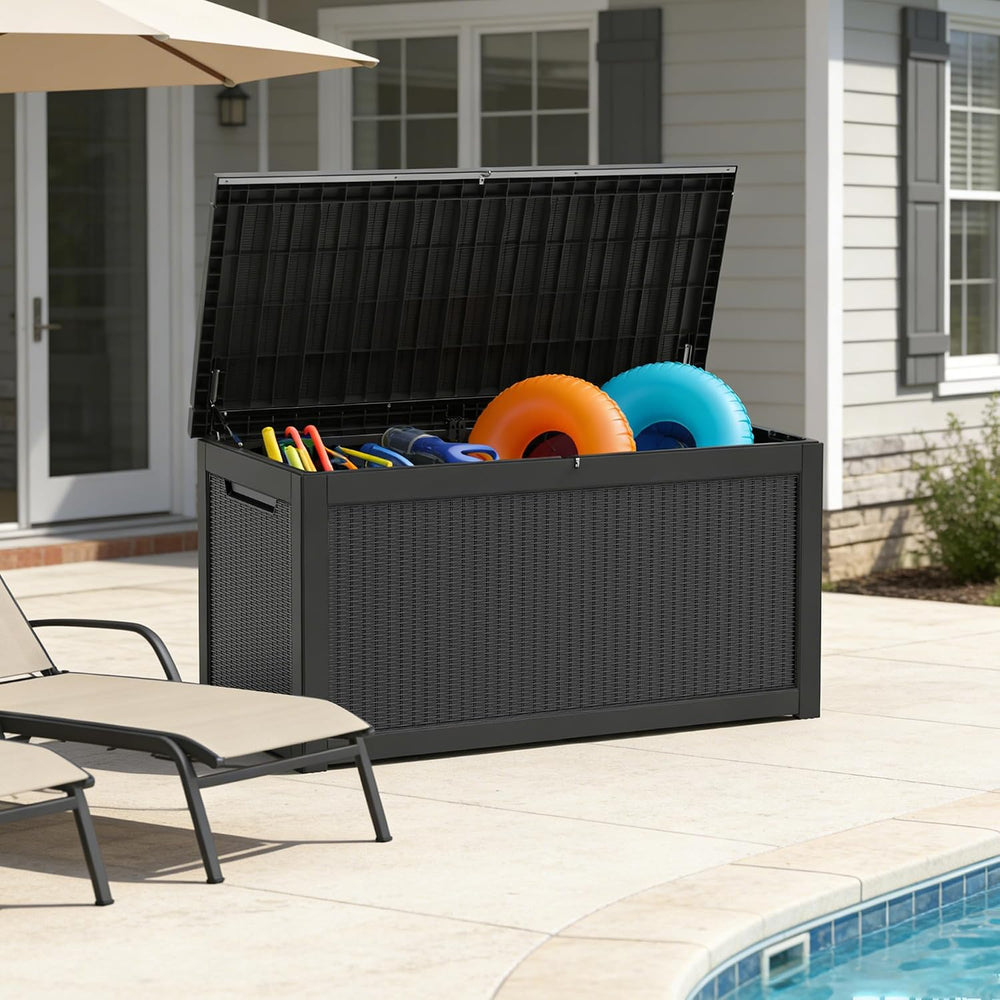 TARKARI 350 Gallon Resin Outdoor Storage Box, Waterproof & UV-Resistant D...