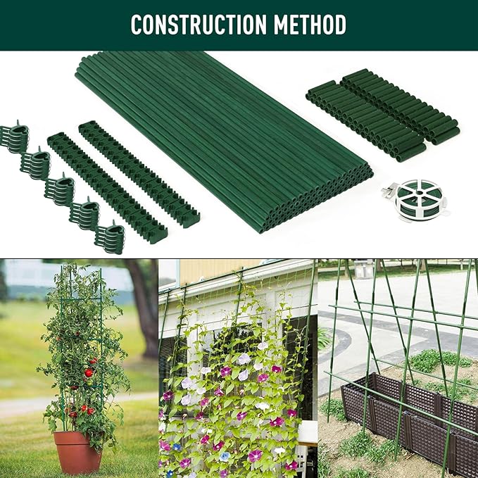 MAXPACE 249pcs Garden Stakes Kit: Includes 80 Sets of Fiberglass Plant Sticks...