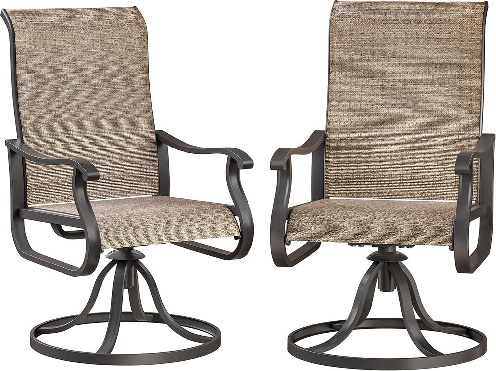 Patio Swivel Chairs Set of 2, Outdoor Rocking Dining Chairs with High Back