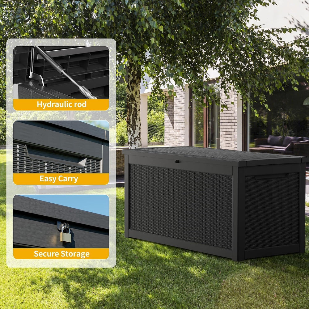 TARKARI 370 Gallon Outdoor Storage Box Waterproof, Resin Deck Boxes with Lock...