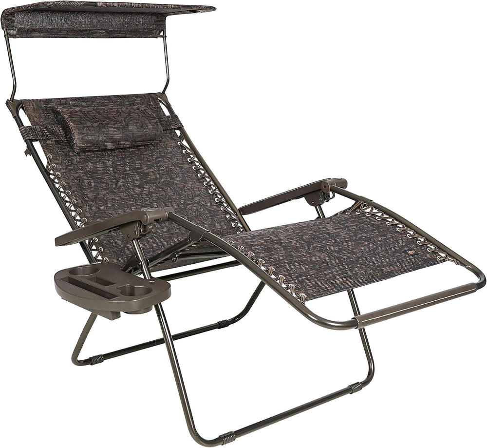 Bliss Hammocks XXL Zero Gravity Lounge Chair, Brown Jacquard, 33" Wide