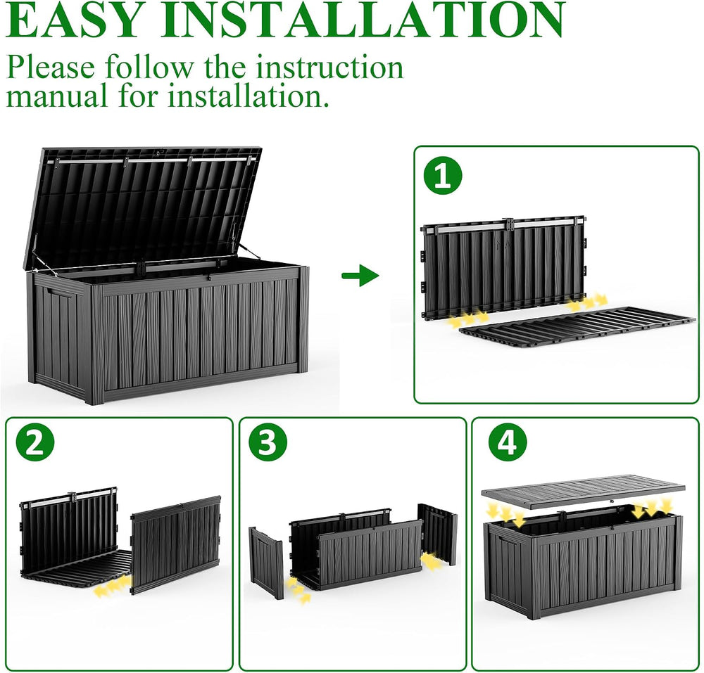240 Gallon Large Outdoor Storage Box, Black