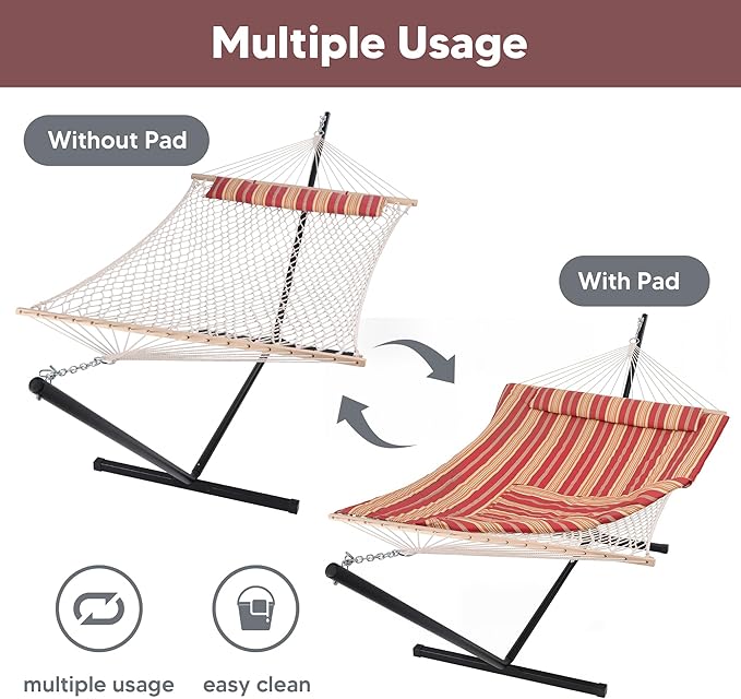 SUNCREAT Hammocks Portable Hammock with Stand, Hammock with Stand 2 Person He...