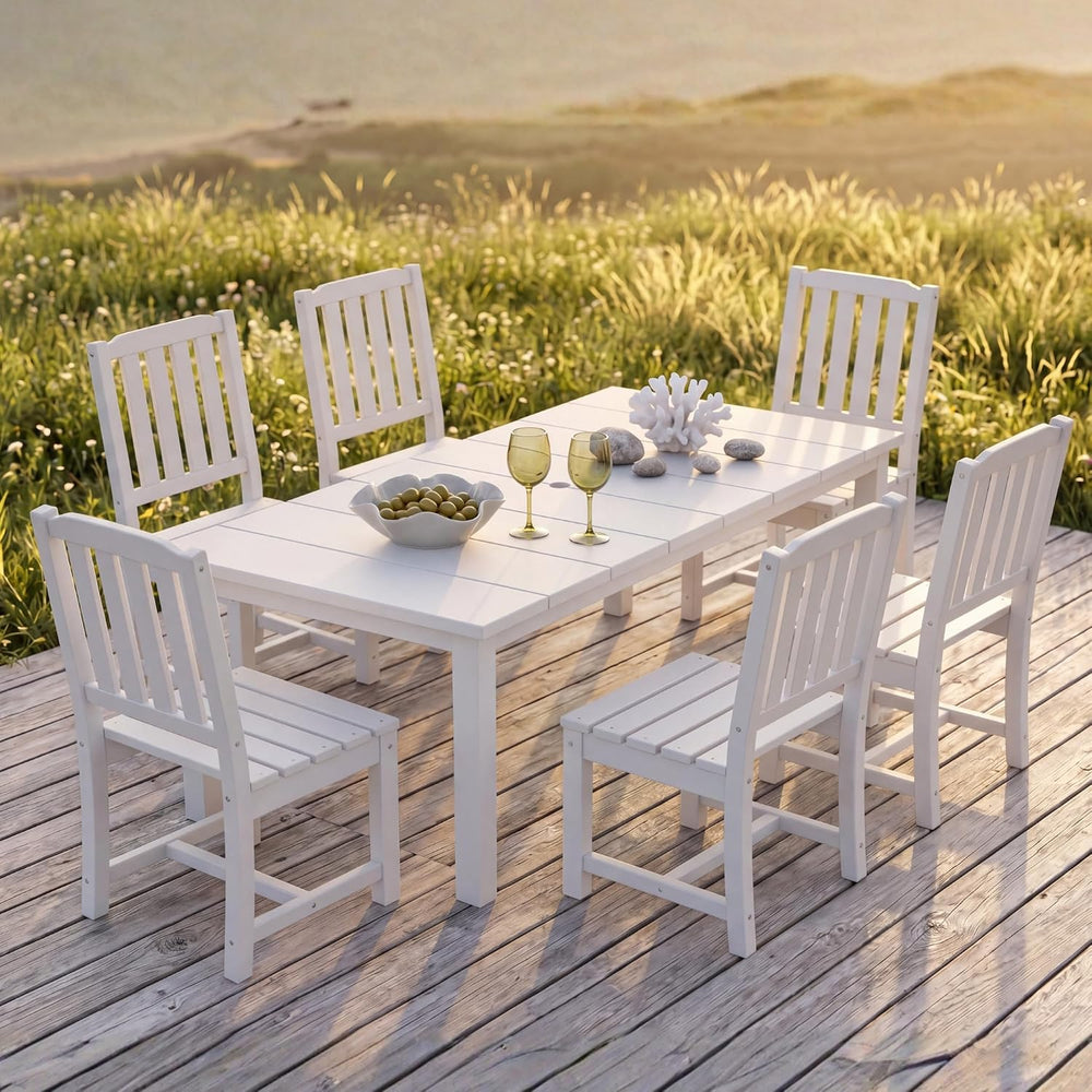 Perli™ 7-Piece Outdoor Dining Set, All-Weather HDPE Patio Table and 6 Chairs ...