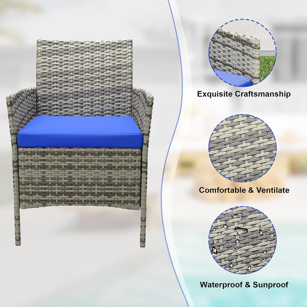 GAOMON 3 Pieces Patio Furniture Sets, Outdoor PE Rattan Porch Chairs with Sof...