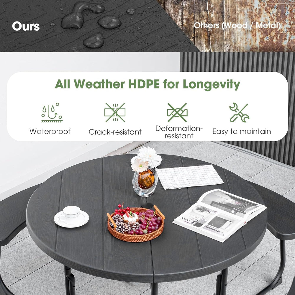 Round Picnic Table for Outdoors, 8 Person Outdoor Picnic Tables & Benches...