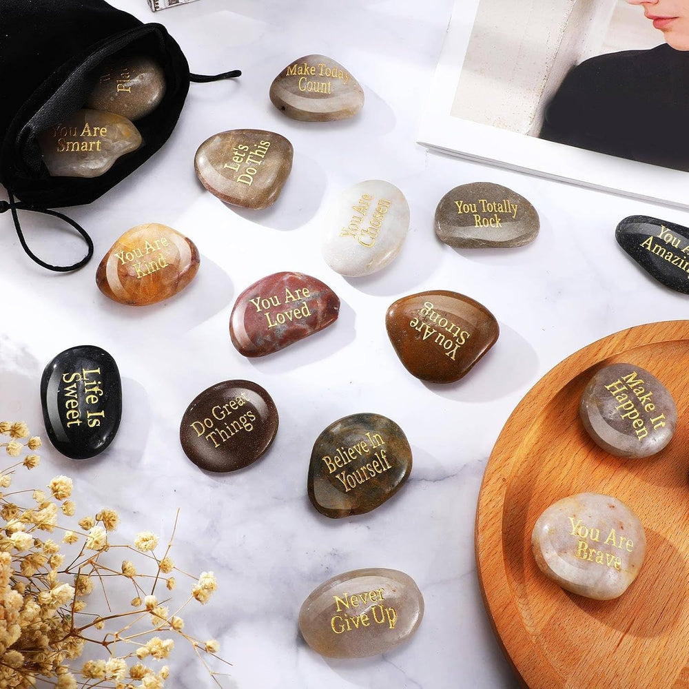 30 Pcs Inspirational Stones Encouragement Words Engraved Rocks | Bulk Garden ...