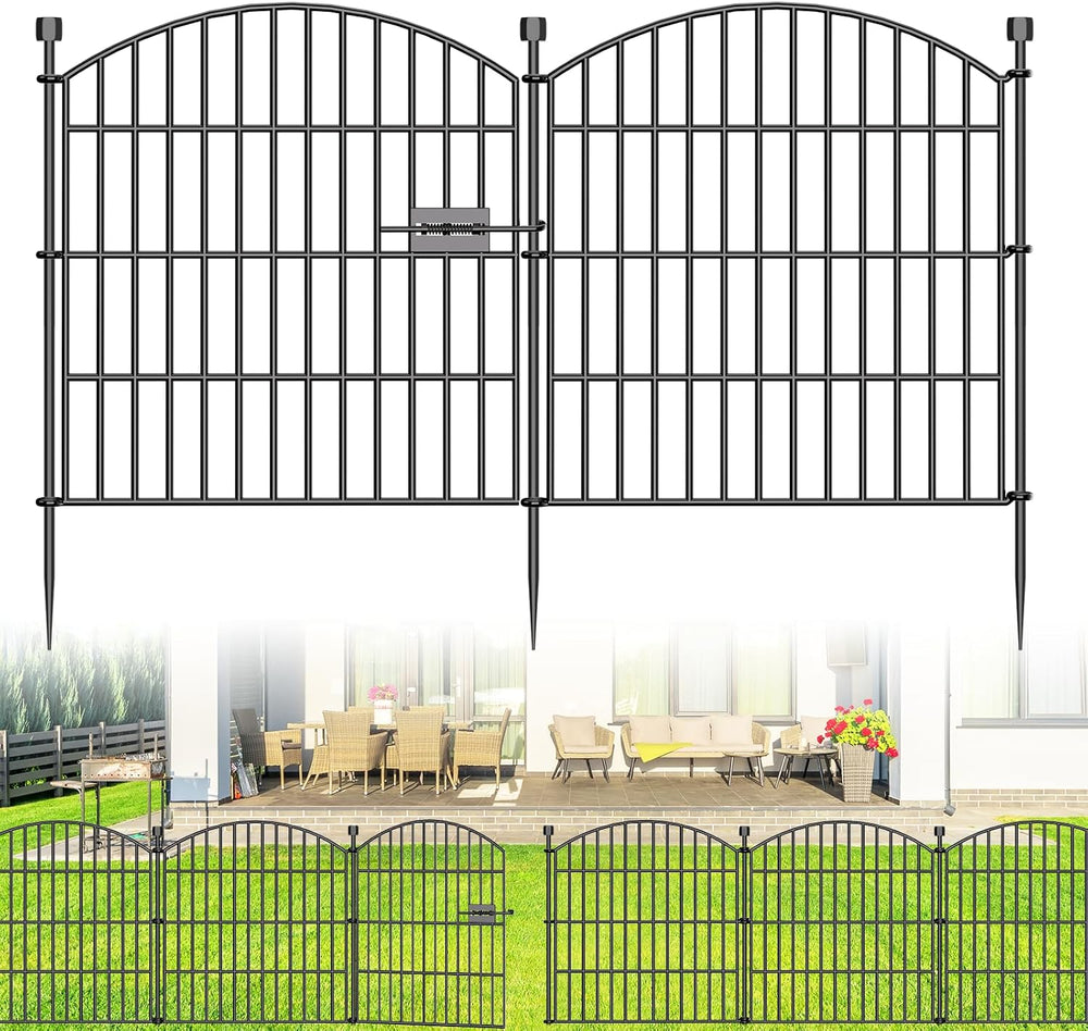 10 Panel No Dig Decorative Garden Fence with Gate 24" H x 20'L Dog B...