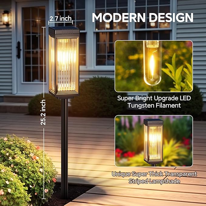 Solar Pathway Lights Outdoor, 8 Pack Upgraded Solar Lights Outdoor Waterproof...
