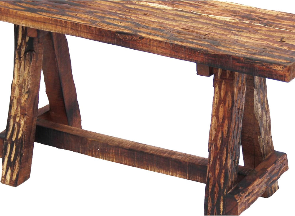 The Urban Port Wooden Garden Patio Bench, Cappuccino Brown