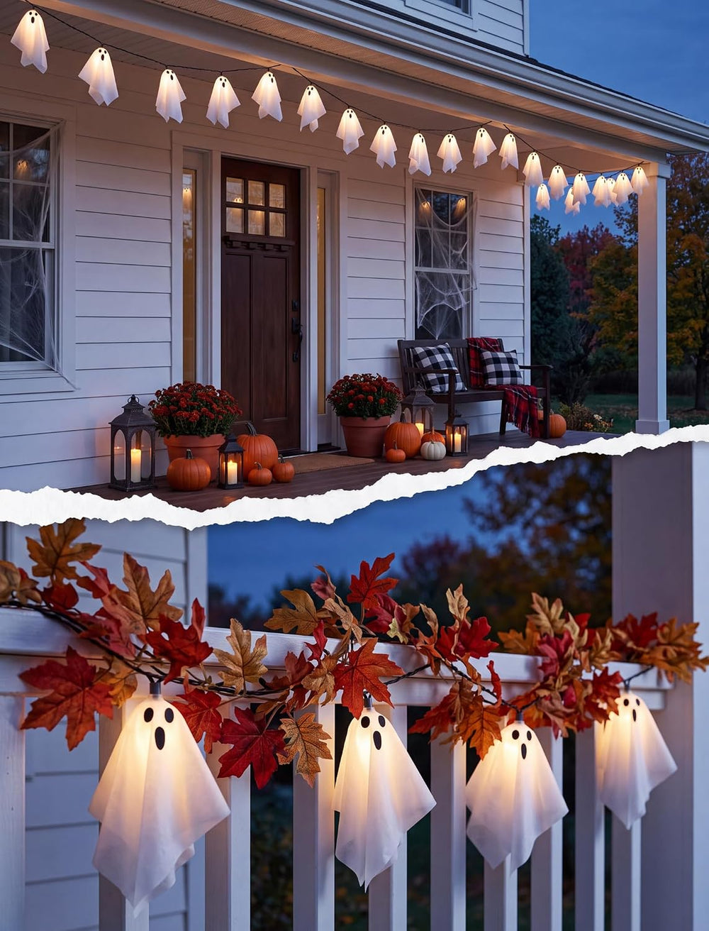 Halloween Ghost String Lights, 8.5FT 10 LED Plug-in Halloween Lights